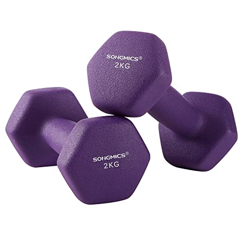 Purple Neoprene Coated Hand Weights, 2kg Pair