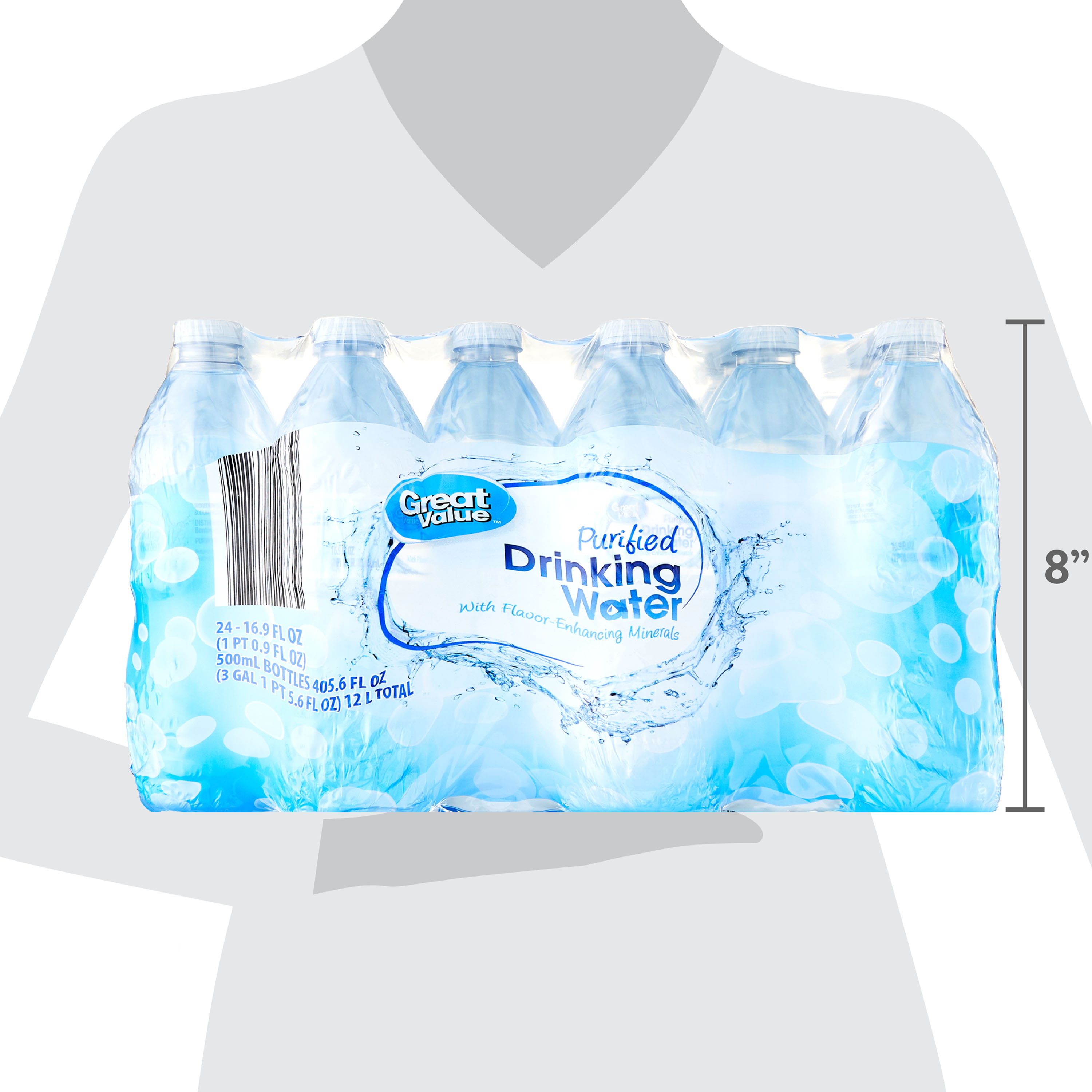 Great Value Purified Drinking Water, 16.9 Fl Oz, 24 Count