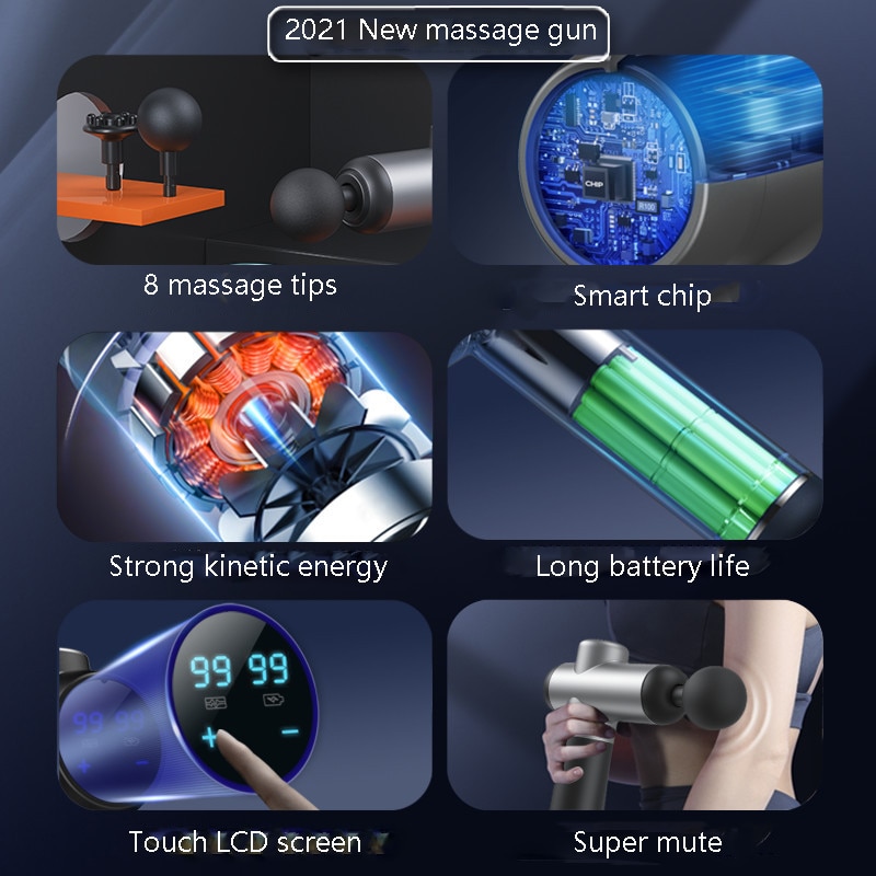LCD Massage Gun with 99 Gears and 8 Heads