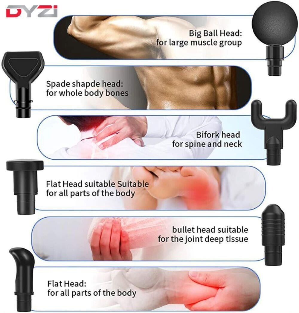 DYZI Handheld Muscle Massager with 6 Heads