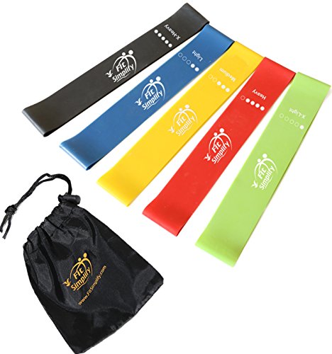 5-Piece Resistance Loop Exercise Bands with Guide & Carry Bag