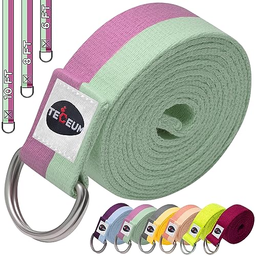 TECEUM Adjustable Cotton Yoga Strap - Multiple Lengths & Colors