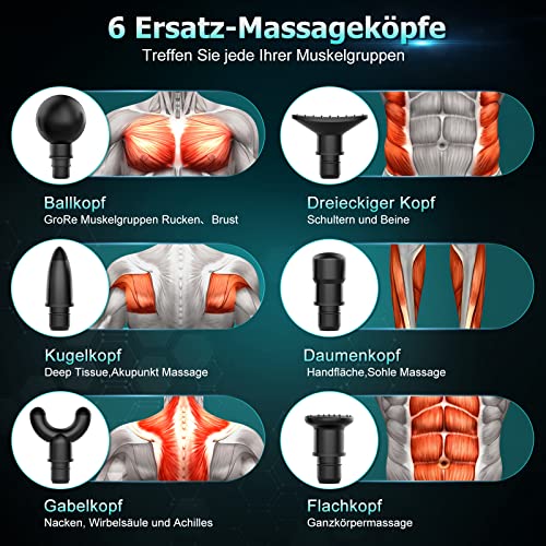 Powerful Deep Tissue Massage Gun with 6 Heads