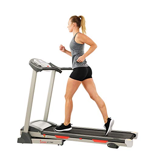 Sunny Health & Fitness Motorized Treadmill, Portable Grey