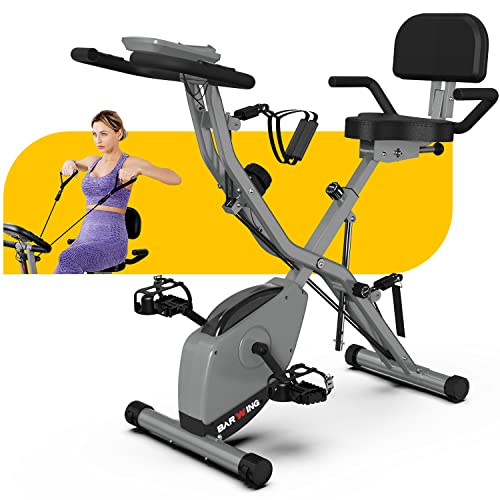 Foldable Exercise Bike with Magnetic Resistance & Backrest