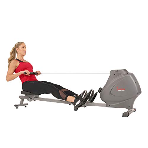 Compact Magnetic Rowing Machine with LCD Monitor - Gray