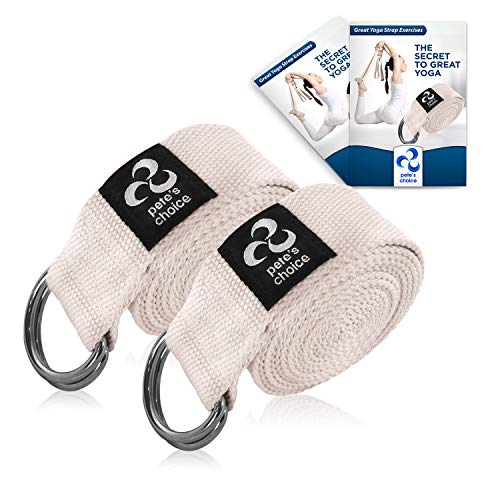 2 Pack Adjustable Yoga Straps with eBook & D-Ring