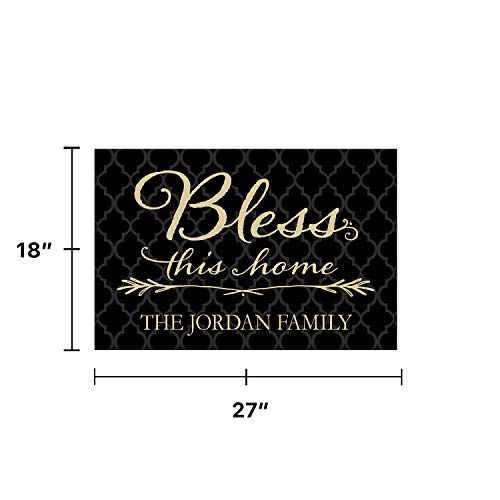 Personalized Bless this Home Black Doormat - Name Printing - Durable Welcome Mat