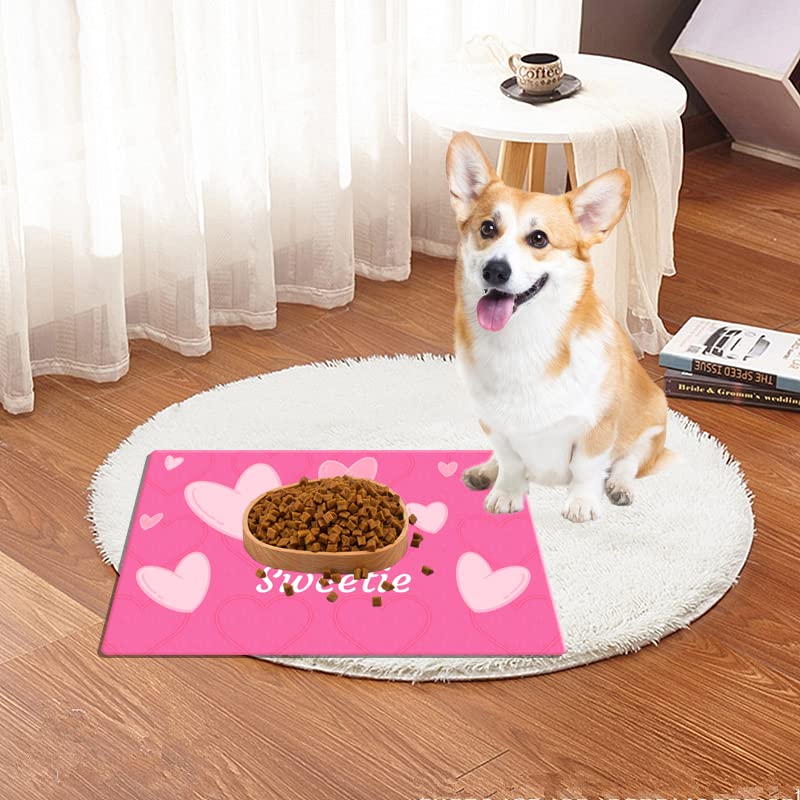 Personalized Waterproof Dog Food Mat with Non-Slip Design