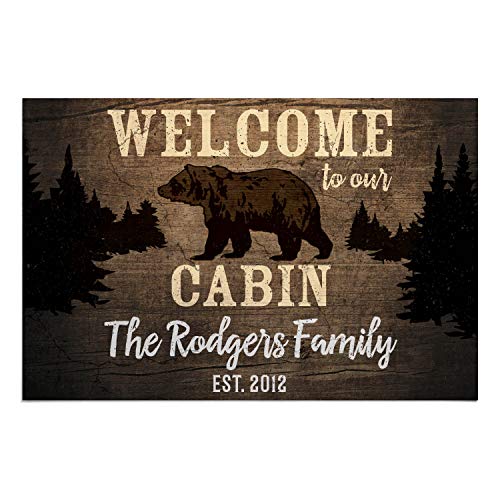 Personalized Cabin Welcome Doormat - Brown Custom Pet Mat