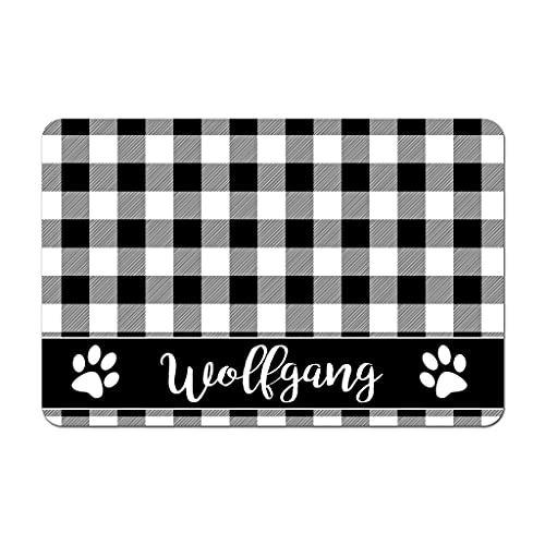 Custom Black Buffalo Plaid Pet Food Mat
