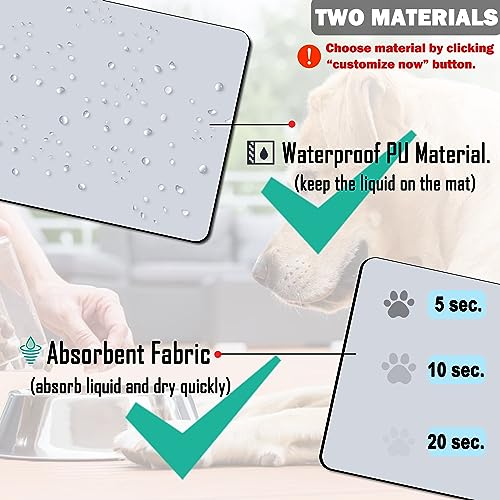 Personalized Custom Pet Feeding Mat with Non-Slip Backing