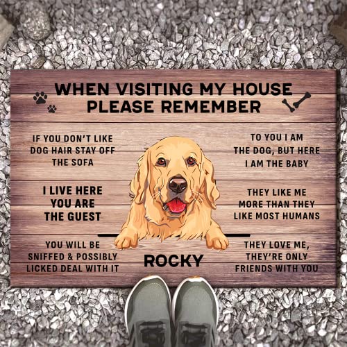 Custom Dog Name Funny Rules Welcome Doormat