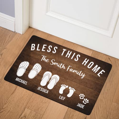 Custom Footprint Family & Pet Name Doormat - Bless This Home