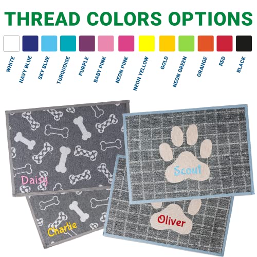 Personalized Embroidered Dog Food Mat with Paw Design