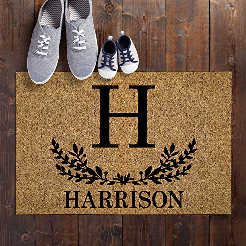 Personalized Initial and Name Brown Doormat - 18x27
