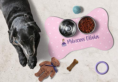 Personalized Small Princess Dog Bone Food Mat