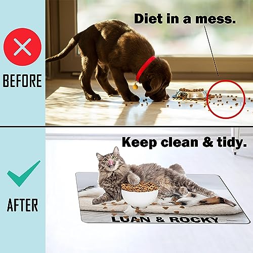 Personalized Custom Pet Feeding Mat with Non-Slip Backing