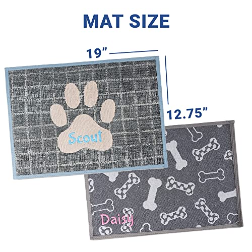 Personalized Embroidered Dog Food Mat with Paw Design