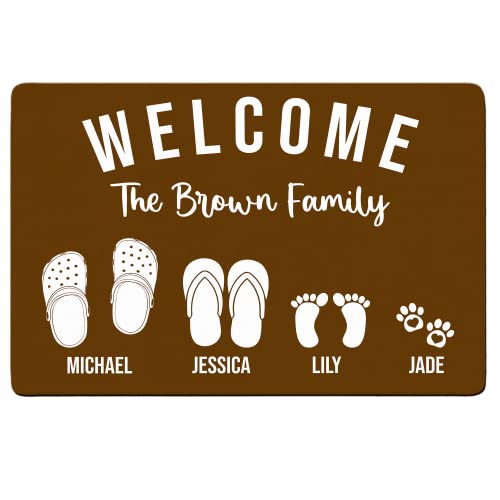 Custom Footprint Family & Pet Name Doormat - Bless This Home