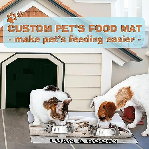 Personalized Custom Pet Feeding Mat with Non-Slip Backing