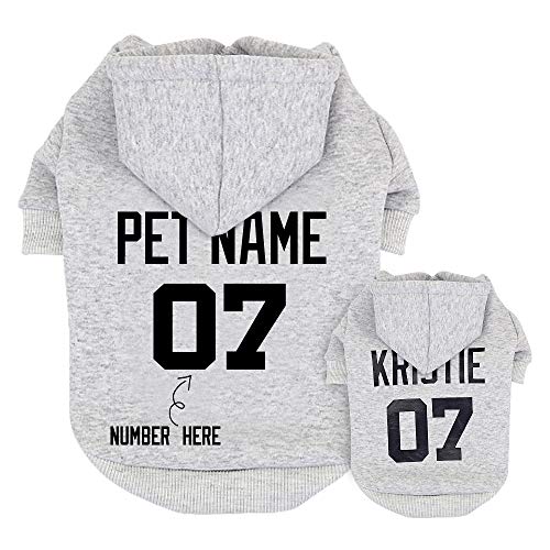Personalized Dog Hoodie with Name & Number, Custom Pet Clothes