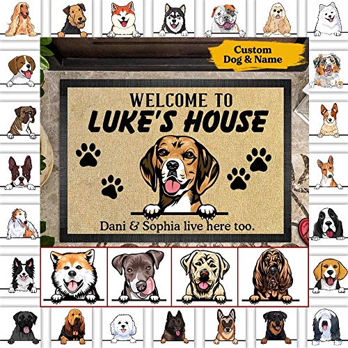 Custom Cartoon Dog Printing Welcome Doormat Gift