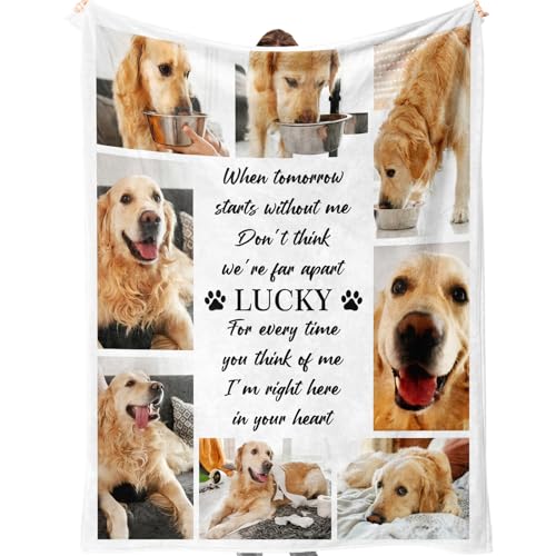 Custom Pet Memorial Blanket with Name and Photos