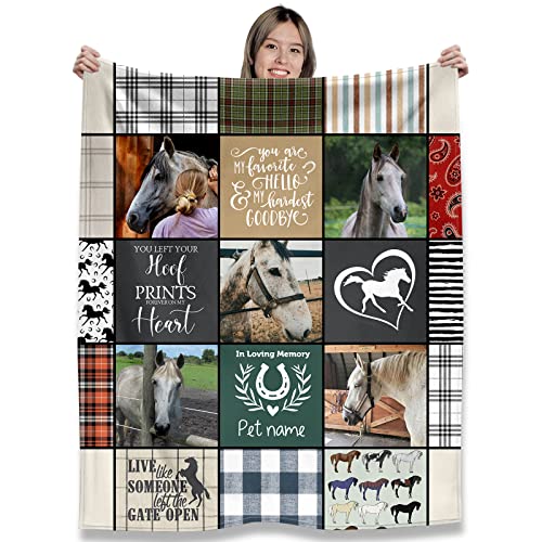 Custom Horse Memorial Flannel Fleece Blanket, 30x40 inch