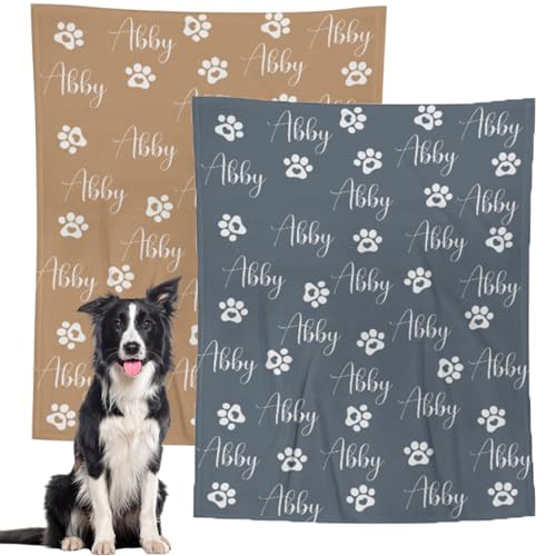 Personalized Dog Blanket with Name - Paw-Printed Soft Blanket