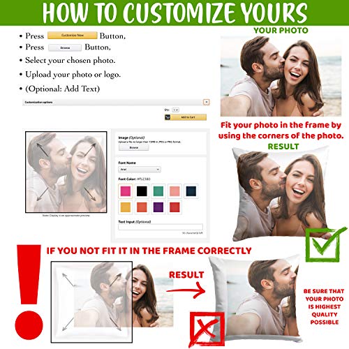 Personalized Couple Photo Pillow | Custom 16x16 Cover