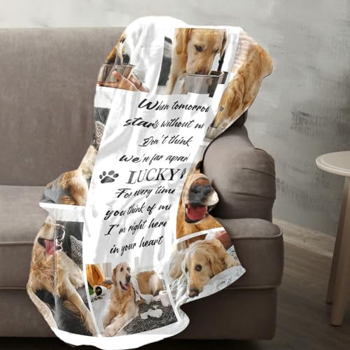 Custom Pet Memorial Blanket with Name and Photos