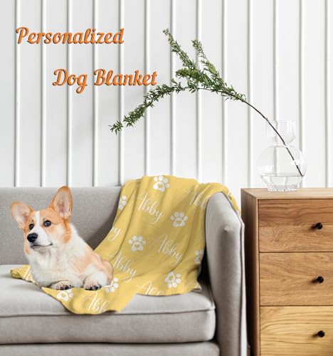 Personalized Dog Blanket with Name - Paw-Printed Soft Blanket