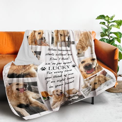 Custom Pet Memorial Blanket with Name and Photos
