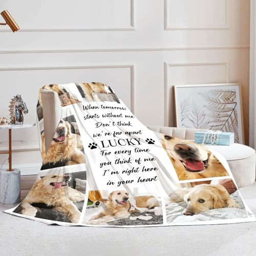 Custom Pet Memorial Blanket with Name and Photos