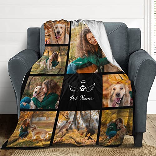 Custom Pet Memorial Blanket with Personalized Photos