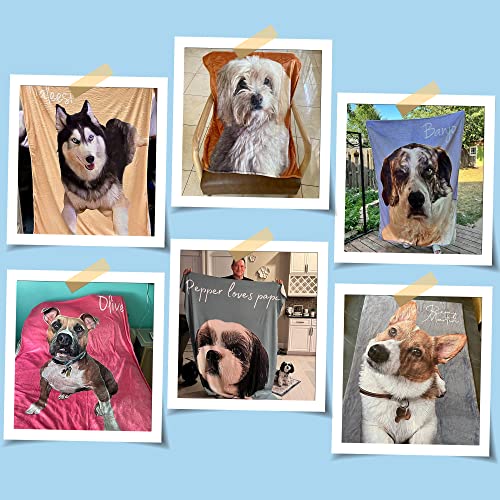 Customized Dog Portrait Blanket - Personalized Flannel Fleece Gift