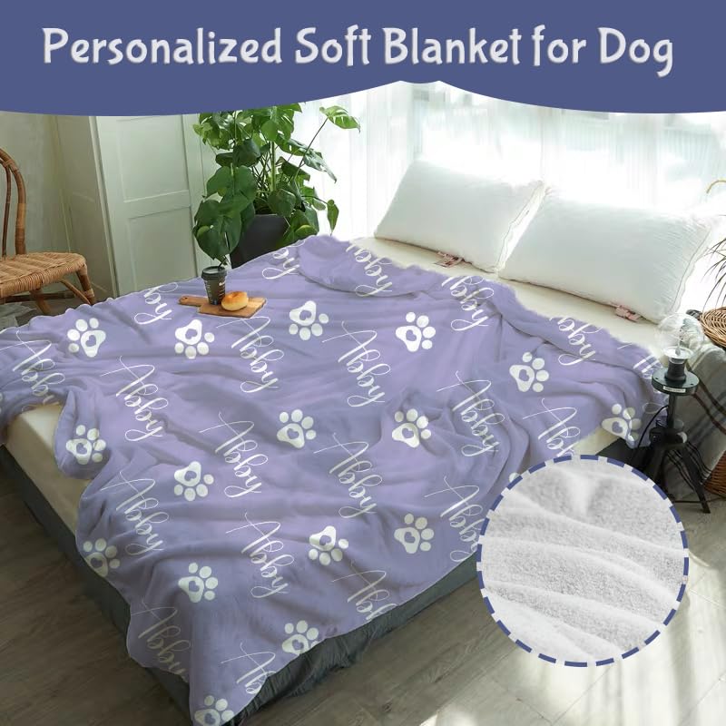 Personalized Dog Blanket with Name - Paw-Printed Soft Blanket