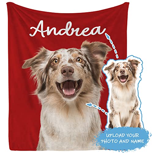Customized Dog Portrait Blanket - Personalized Flannel Fleece Gift