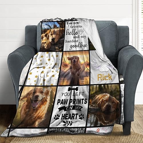 Personalized Custom Dog Memorial Blanket with Pictures & Name