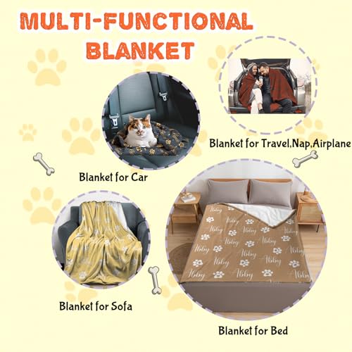 Personalized Dog Blanket with Name - Paw-Printed Soft Blanket