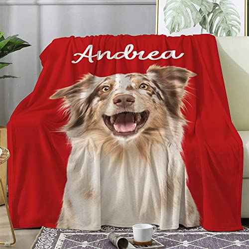 Customized Dog Portrait Blanket - Personalized Flannel Fleece Gift