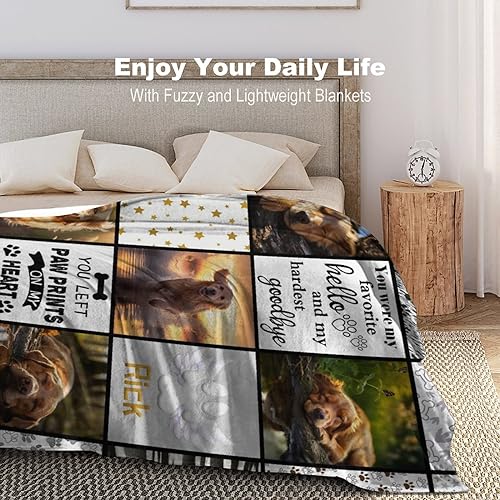Personalized Custom Dog Memorial Blanket with Pictures & Name