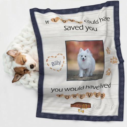 Custom Dog Memorial Photo Blanket for Bereavement Gift