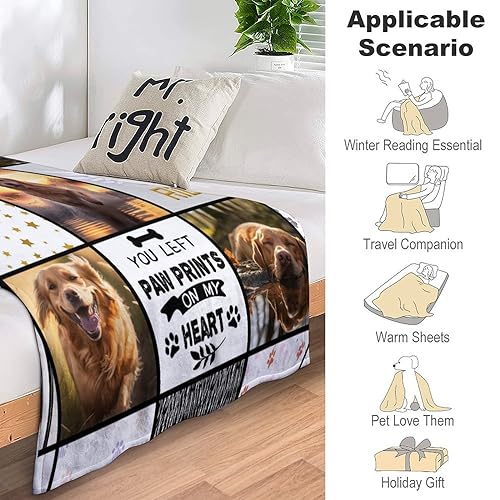 Personalized Custom Dog Memorial Blanket with Pictures & Name