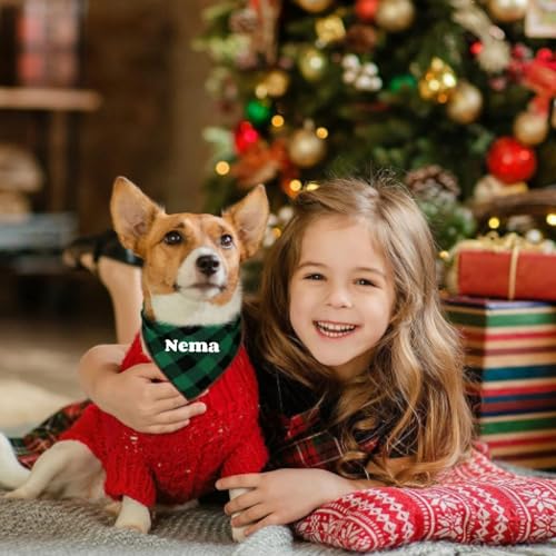 Customized Plaid Bandana for Pets, Name Design Required