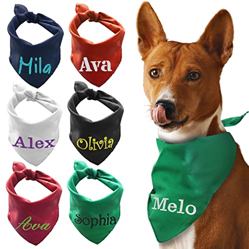 Custom Embroidered Dog Bandana - Personalized Pet Scarf