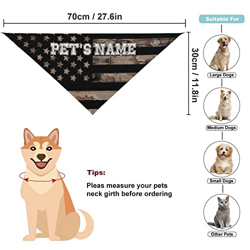 Personalized Vintage Camo American Flag Pet Bandanas with Name