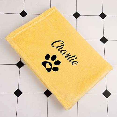 Custom Pet Blanket with Paw Print and Name