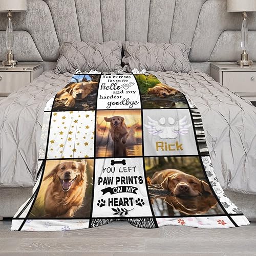 Personalized Custom Dog Memorial Blanket with Pictures & Name